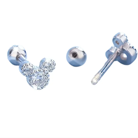 .925 Sterling Silver NEW Mini Mickey Mouse Studs Comes w/ Cute Bumble Bee Box - Picture 5 of 5